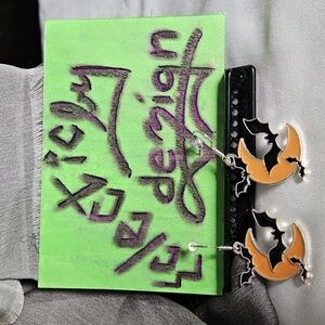 Halloween 365 Crescent Moon Bat Earrings